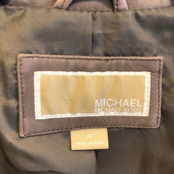 Michael Kors Genuine Leather Brown Moto Jacket xs - Picture 5 of 14